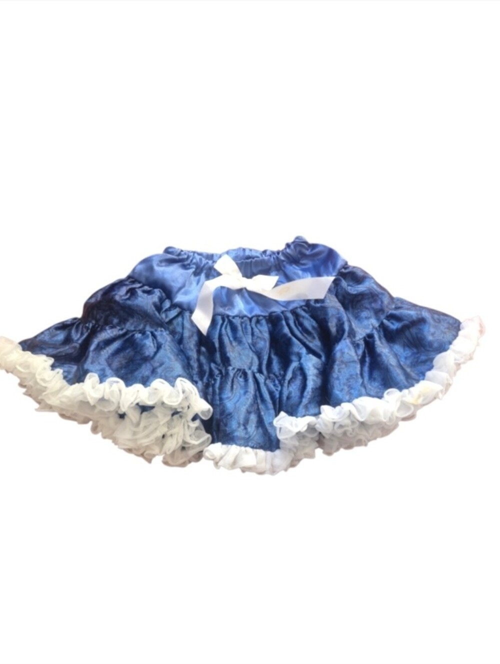 Big Dreams Blue Ruffle Tutu Skirt with White Trim